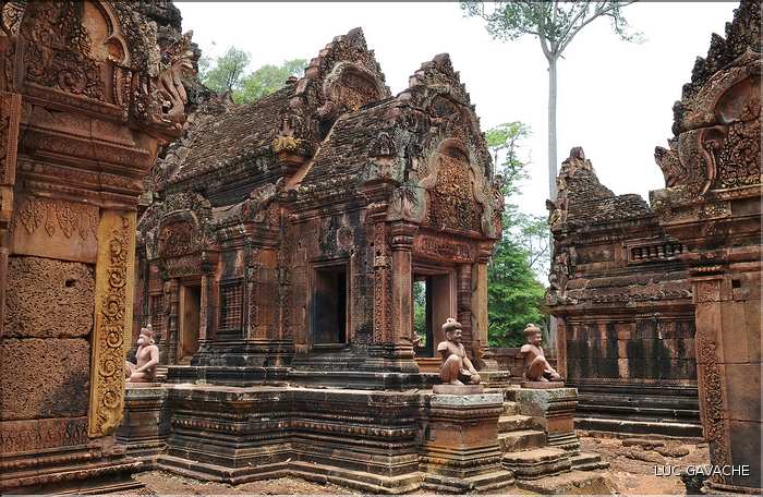 Le Magnifique petit temple Brahmane de Bantéay Srei date du X ème siècle et est construit en grès rose. (16)