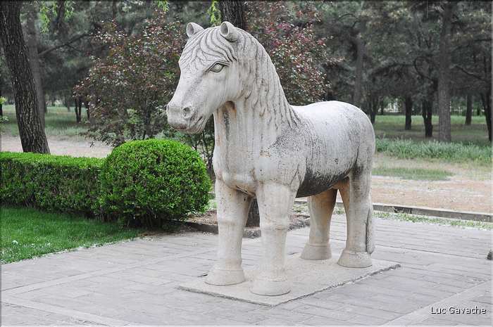 La voie des esprits permettait l'accès aux tombeaux Ming. Elle est composée de 24 statues d'animaux et de 12 statues de sages. (16)