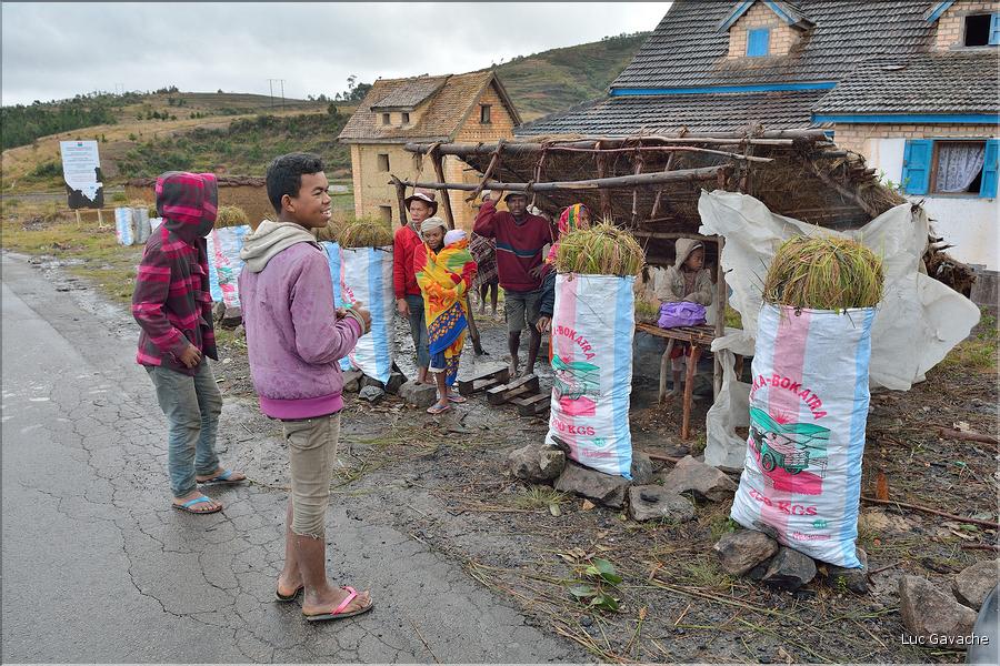 Sur la route entre Fianarantsoa et Ambositra se succèdent les villages des hautes terres.  (17)