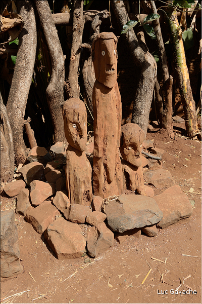 Chez les Konso, subsistent les waka, ces petits totems funéraires. (1)