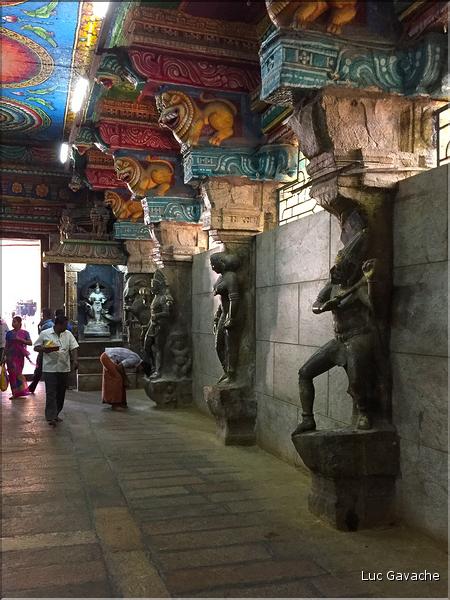 Le Temple de Sri Meenaski de Madurai est l'un des plus grands d'Inde. Il date du VIII ème siècle mais a été rebati au XIII et au XVII ème siècle. (8)