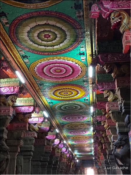 Le Temple de Sri Meenaski de Madurai est l'un des plus grands d'Inde. Il date du VIII ème siècle mais a été rebati au XIII et au XVII ème siècle. (10)