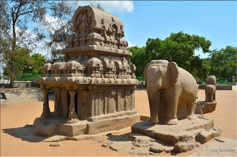 Les Five Rathas sont dédiés à Brahma, Vishnou, Indra, Durga et Shiva et datent du VI et VIII ème. Mahabalipuram. (9)