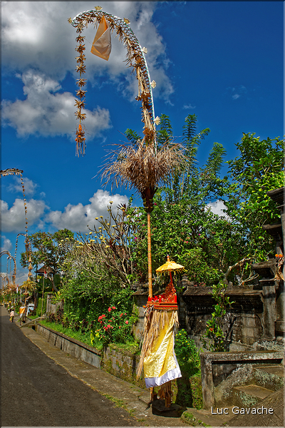 Pendant la fête de Galungan, le devant des maisons et des temples est décoré... (3)